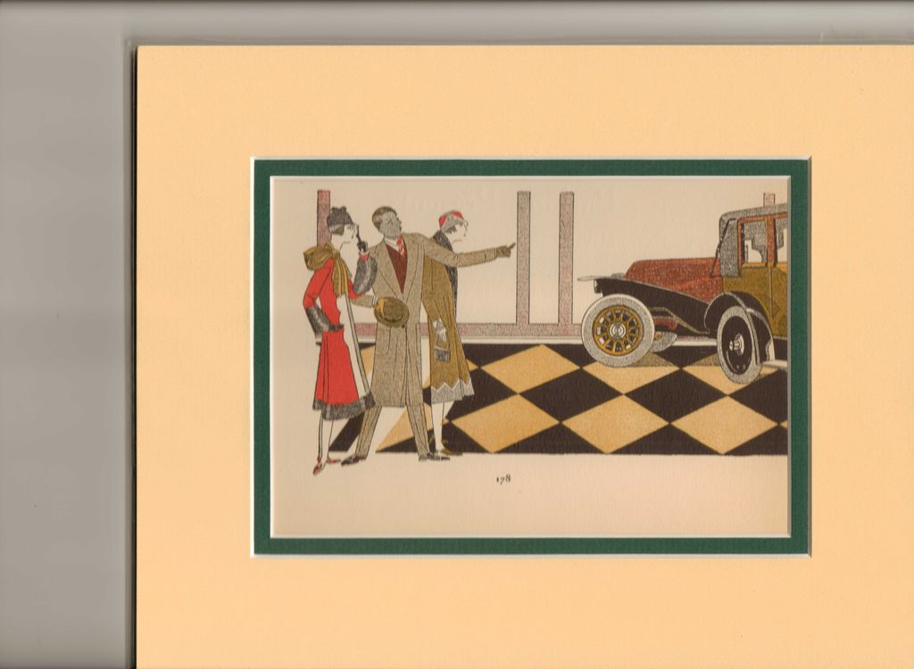Glamorous French Art Deco Pochoir Print - "Farewell", signed, 1920's Glamorous French Art Deco Pochoir Print - "Farewell", signed, 1920's