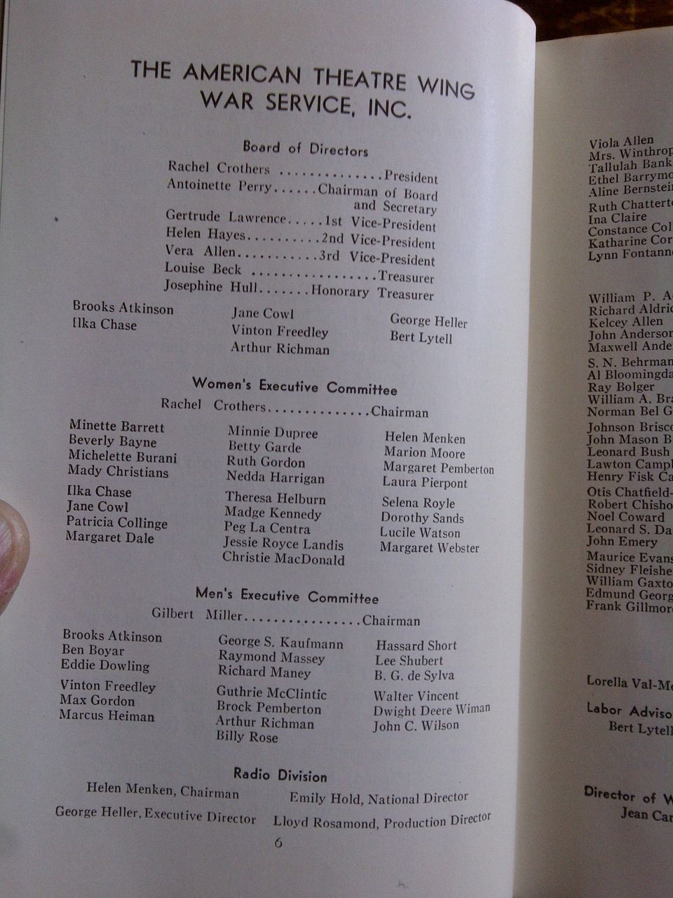 1942 America at War/Theatre wing Bankhead/McGuire/Karloff/Swenson/Selena Royle 24 signatures 1942 America at War/Theatre wing Bankhead/McGuire/Karloff/Swenson/Selena Royle 24 signatures