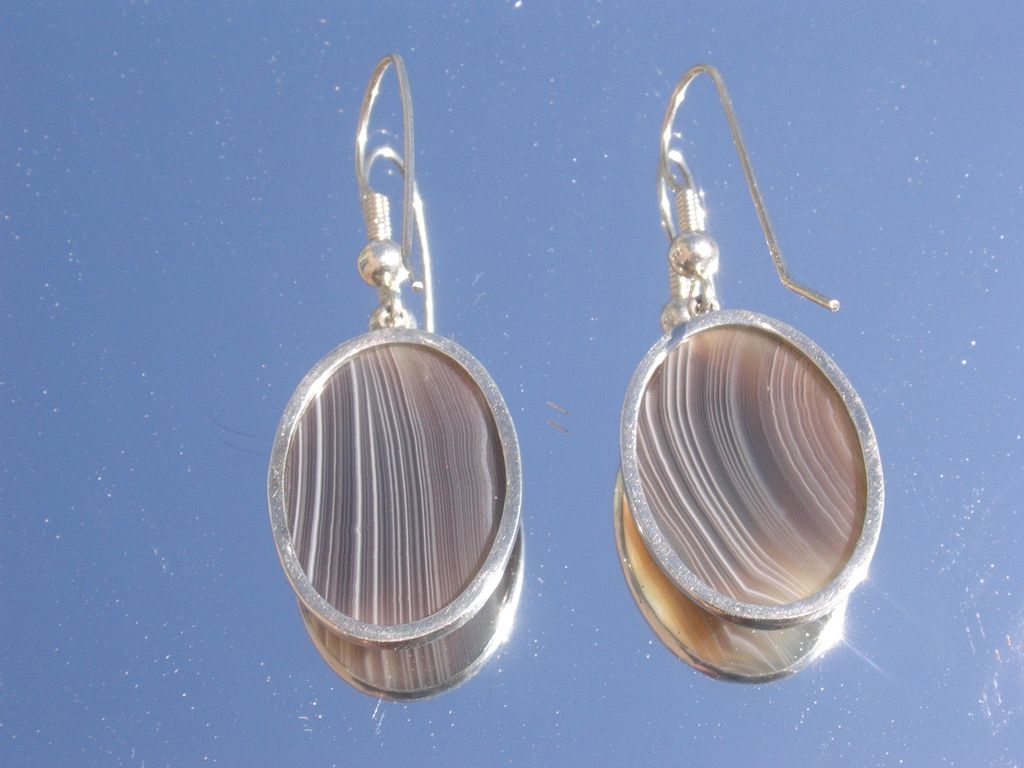 Sterling Smokey Grey Agate Dangle Earrings Sterling Smokey Grey Agate Dangle Earrings