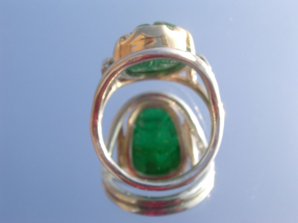 Sterling/10kt Carved Emerald Leaf Ladies Ring Sterling/10kt Carved Emerald Leaf Ladies Ring
