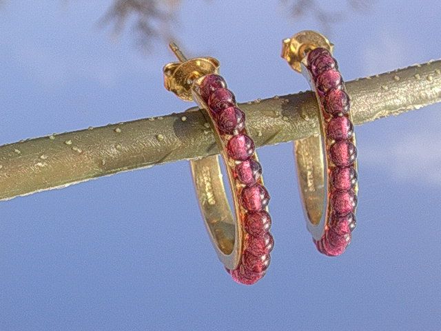 Sterling/Vermeil Garnet HOOP Earrings Sterling/Vermeil Garnet HOOP Earrings
