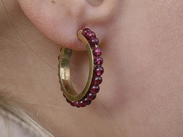 Sterling/Vermeil Garnet HOOP Earrings Sterling/Vermeil Garnet HOOP Earrings