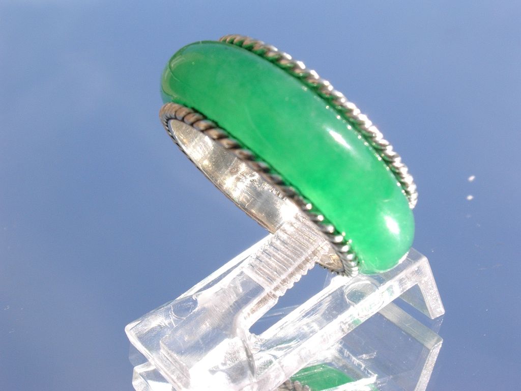 Sterling Bright Green Jade Band Sterling Bright Green Jade Band
