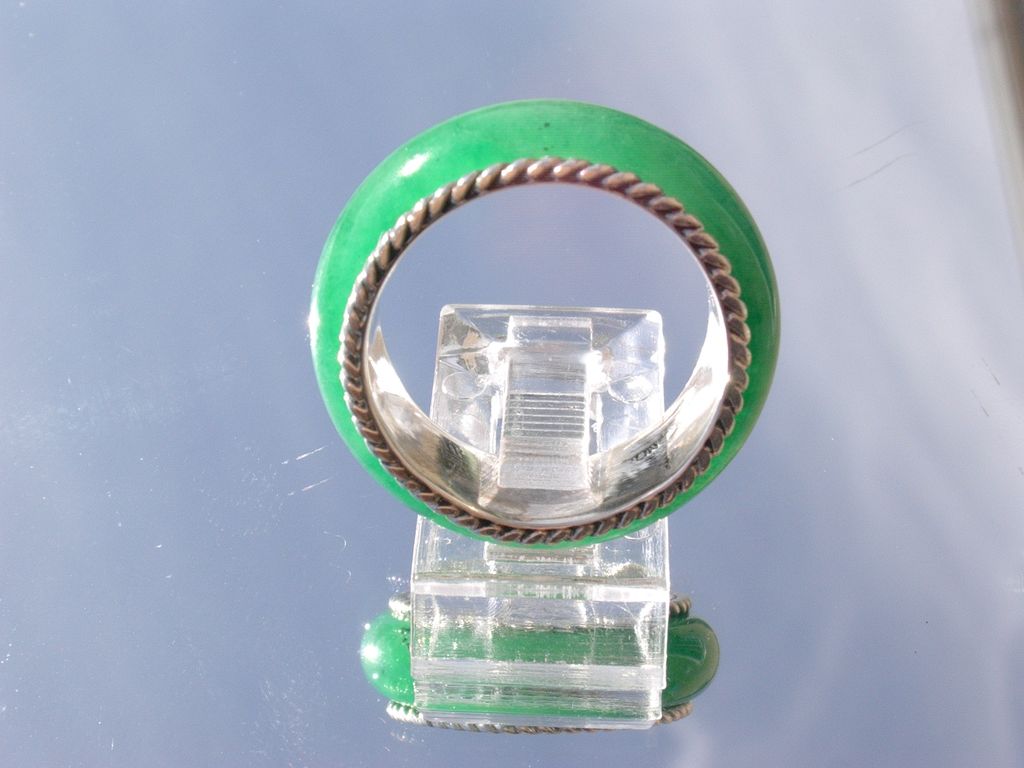 Sterling Bright Green Jade Band Sterling Bright Green Jade Band