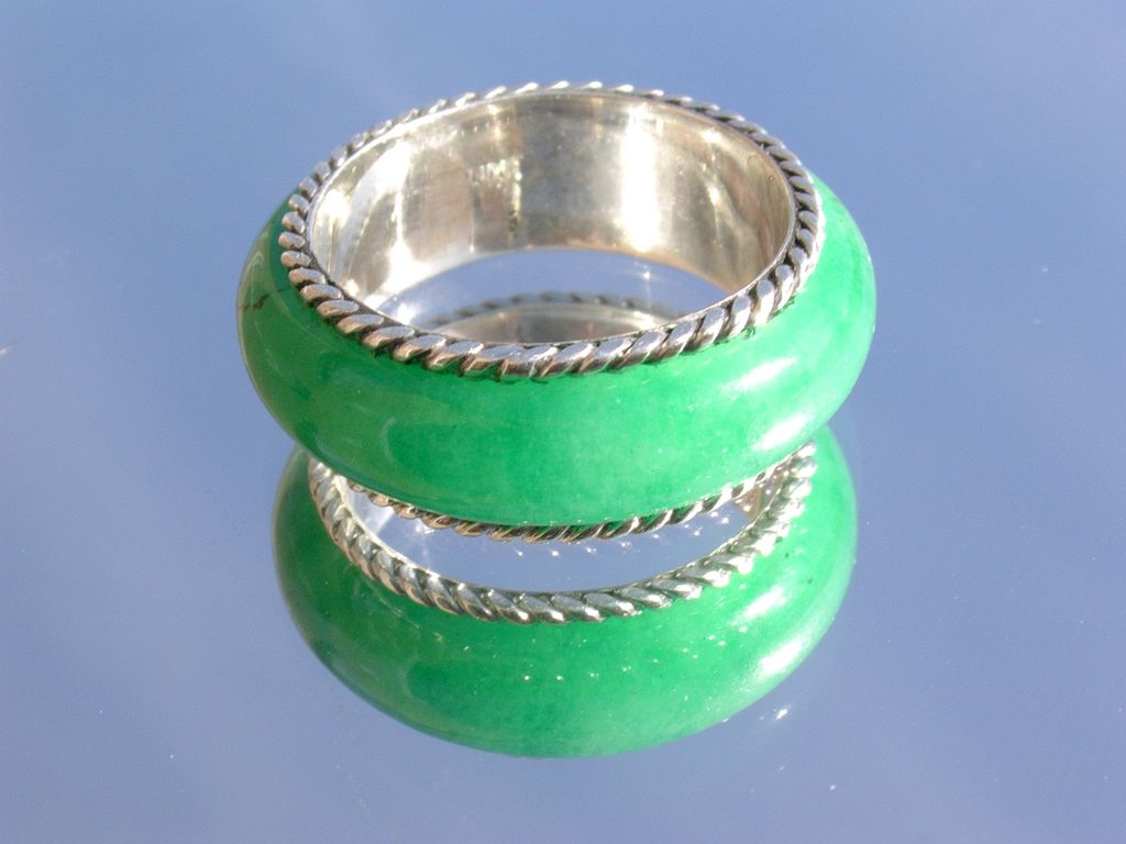 Sterling Bright Green Jade Band Sterling Bright Green Jade Band
