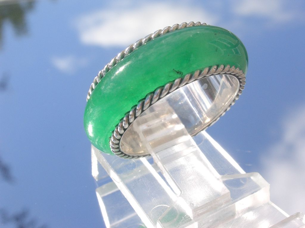 Sterling Bright Green Jade Band Sterling Bright Green Jade Band