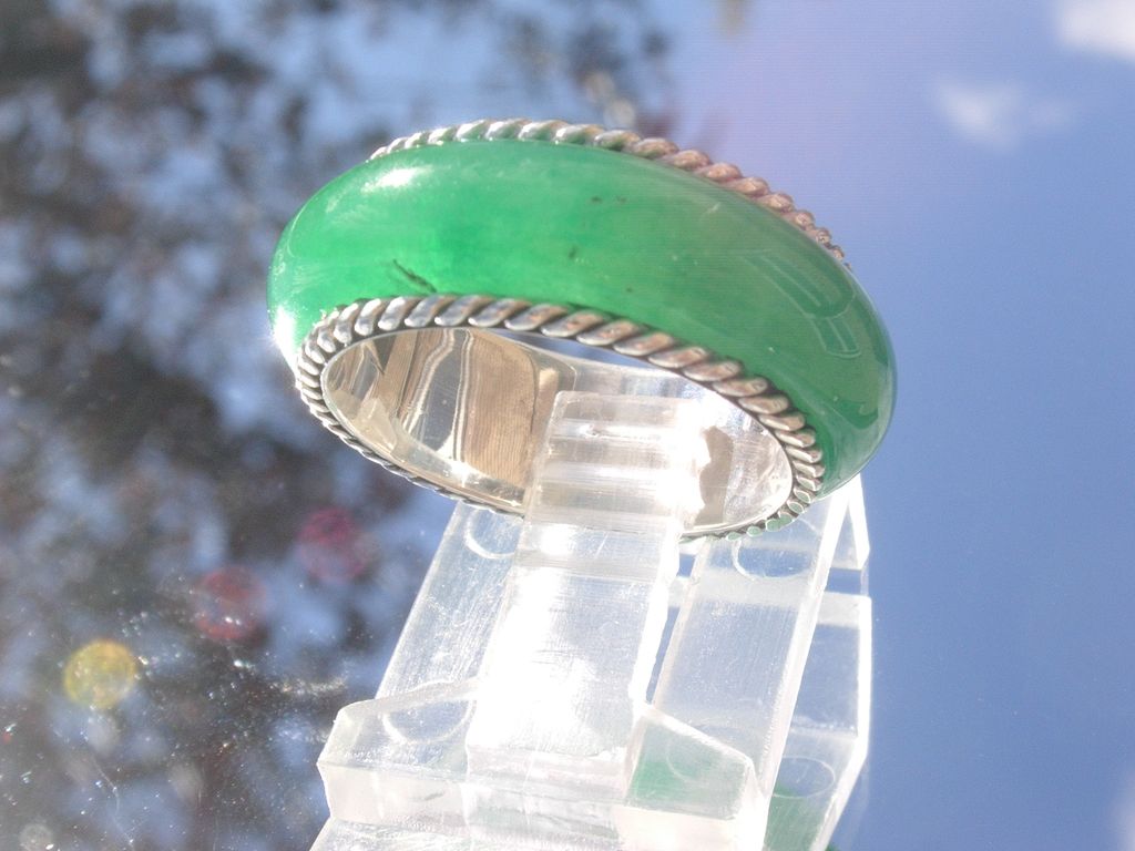 Sterling Bright Green Jade Band Sterling Bright Green Jade Band