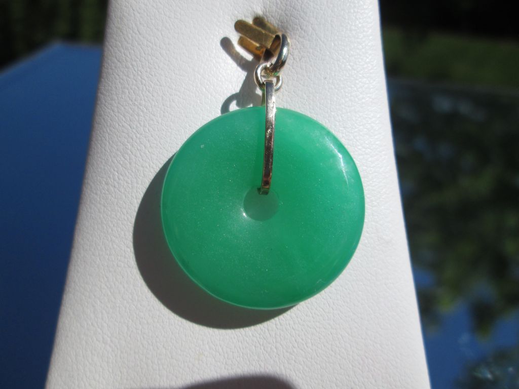14kt Vibrant Green Pi Disc Artisan Pendant 14kt Vibrant Green Pi Disc Artisan Pendant