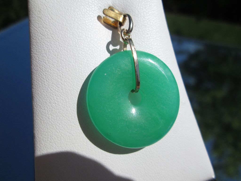 14kt Vibrant Green Pi Disc Artisan Pendant 14kt Vibrant Green Pi Disc Artisan Pendant
