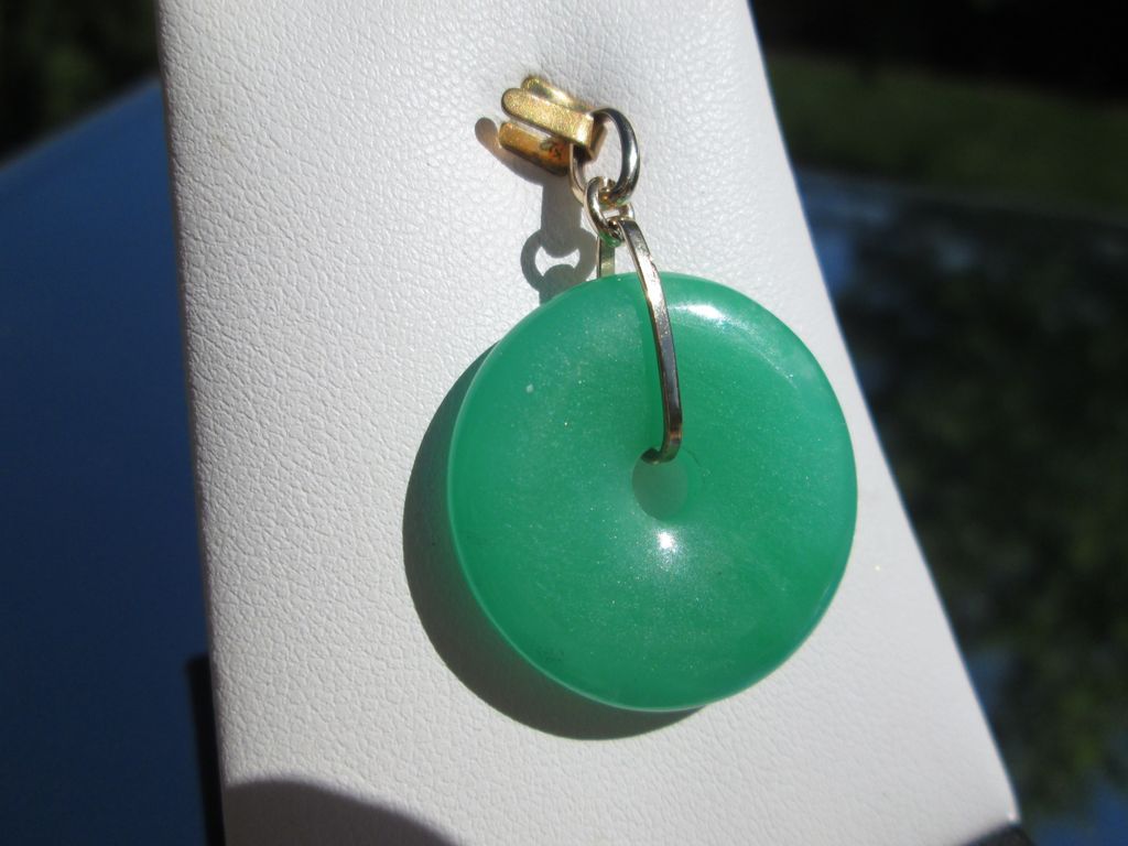 14kt Vibrant Green Pi Disc Artisan Pendant 14kt Vibrant Green Pi Disc Artisan Pendant