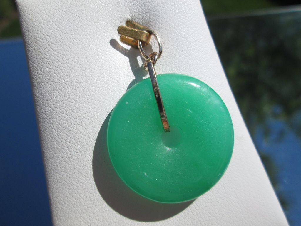 14kt Vibrant Green Pi Disc Artisan Pendant 14kt Vibrant Green Pi Disc Artisan Pendant