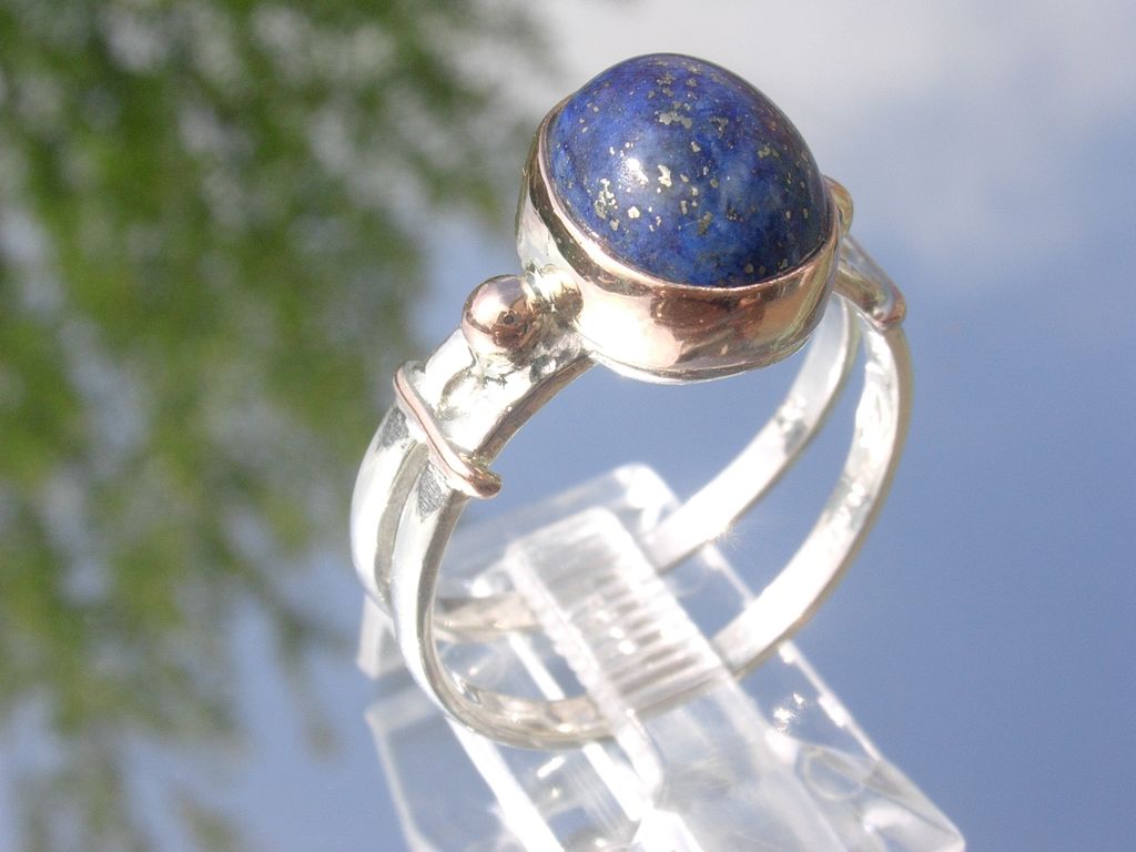 Sterling/9kt Pink Gold Ladies Lapis Lazuli Ring Sterling/9kt Pink Gold Ladies Lapis Lazuli Ring
