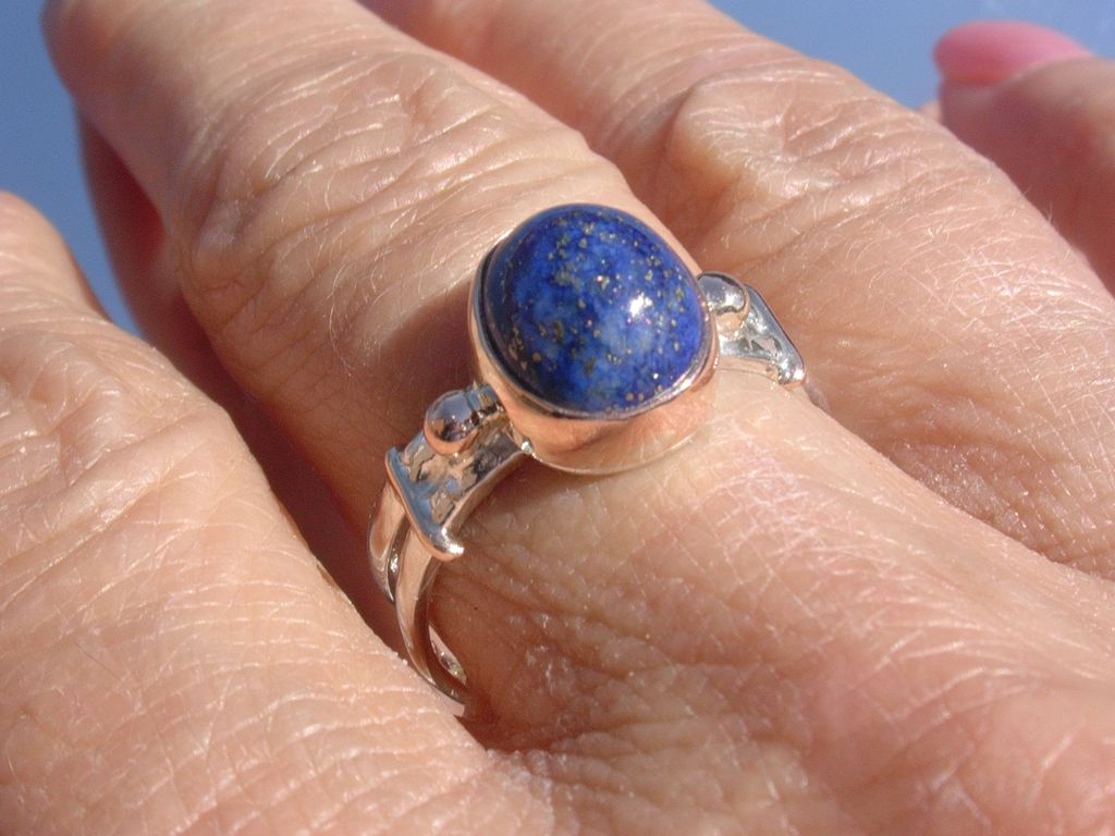 Sterling/9kt Pink Gold Ladies Lapis Lazuli Ring Sterling/9kt Pink Gold Ladies Lapis Lazuli Ring