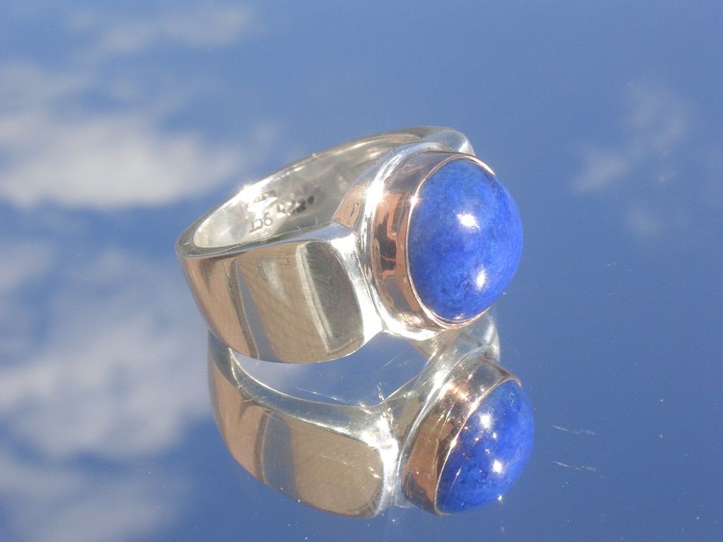 Sterling/9kt True Blue Lapis Lazuli Unisex Ring Sterling/9kt True Blue Lapis Lazuli Unisex Ring