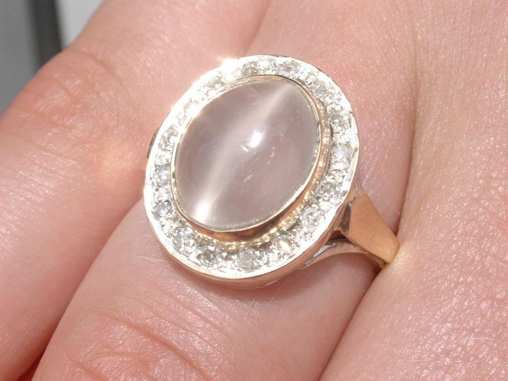 Sterling/10kt: Grey Moonstone/Multi Diamond Ladies Ring Sterling/10kt: Grey Moonstone/Multi Diamond Ladies Ring