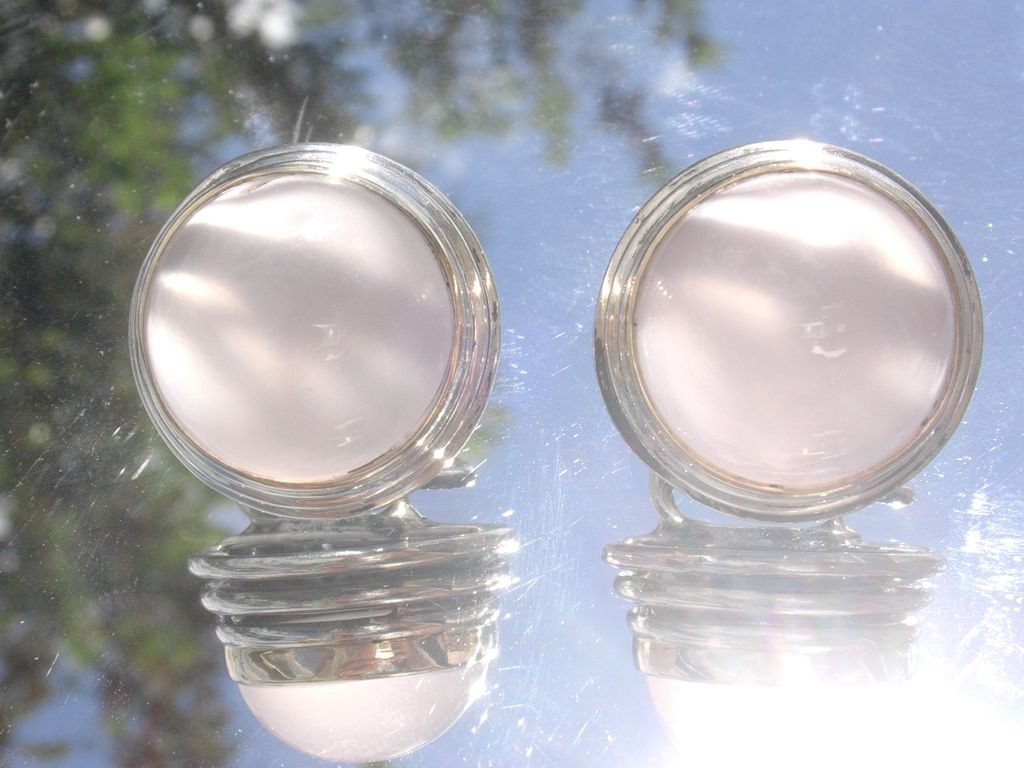 Sterling/14kt Large Rose Quartz Stud Earrings Sterling/14kt Large Rose Quartz Stud Earrings