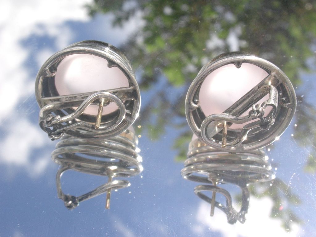 Sterling/14kt Large Rose Quartz Stud Earrings Sterling/14kt Large Rose Quartz Stud Earrings