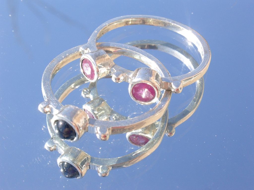 Sterling Ruby/Sapphire Interlocking Stacking Rings Sterling Ruby/Sapphire Interlocking Stacking Rings