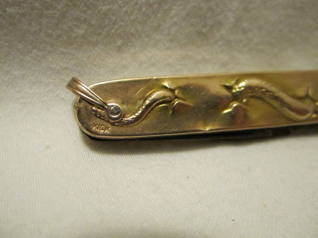 Art Nouveau 10k Gold Krusius Sterling Silver Matching Figural Snake Pocket Knives Art Nouveau 10k Gold Krusius Sterling Silver Matching Figural Snake Pocket Knives