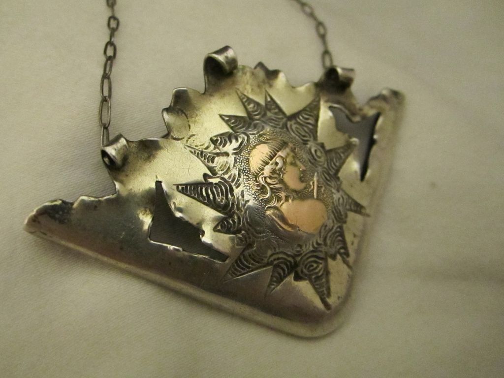 Amazing Victorian Sterling 14k Pendant Necklace Shiebler Amazing Victorian Sterling 14k Pendant Necklace Shiebler