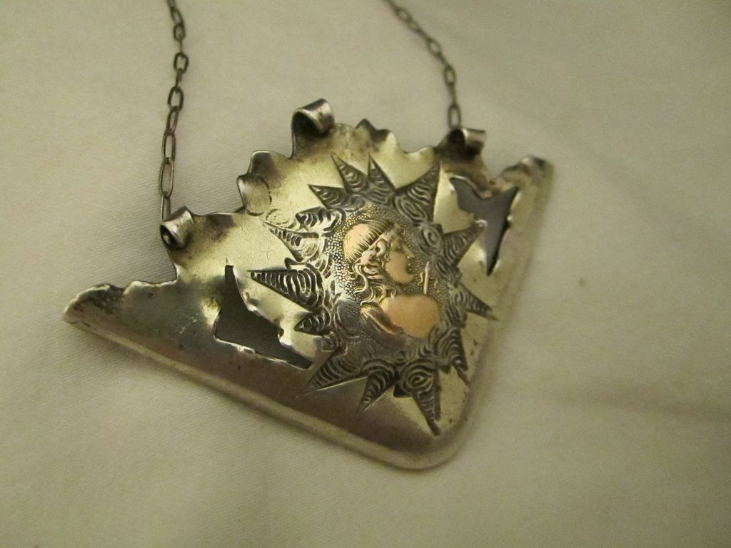 Amazing Victorian Sterling 14k Pendant Necklace Shiebler Amazing Victorian Sterling 14k Pendant Necklace Shiebler