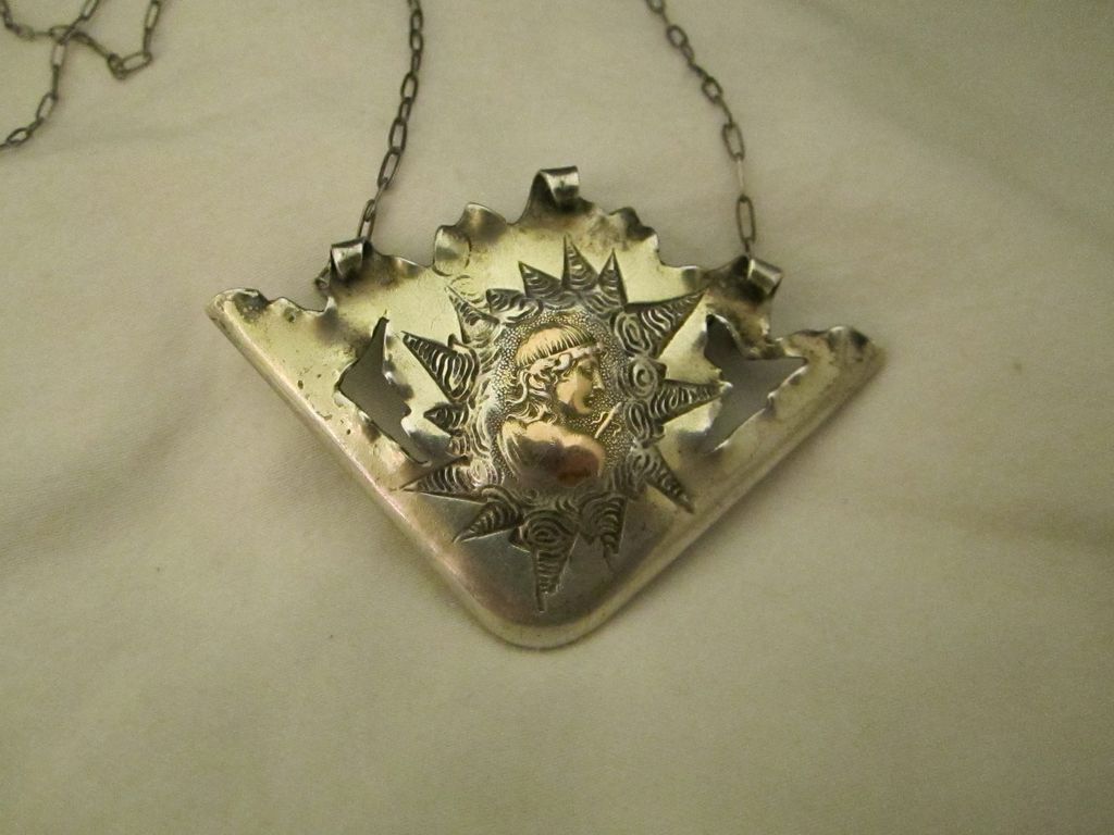 Amazing Victorian Sterling 14k Pendant Necklace Shiebler Amazing Victorian Sterling 14k Pendant Necklace Shiebler