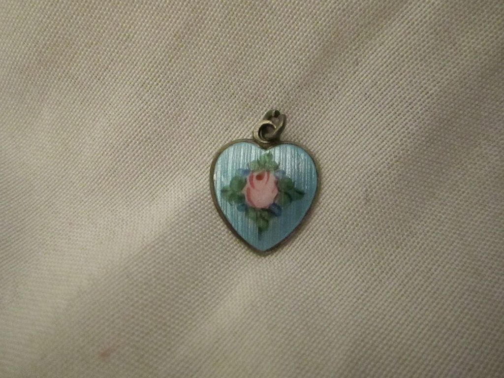Wonderful Sterling Sterling Blue Enamel Pink Rose Heart Charm Wonderful Sterling Sterling Blue Enamel Pink Rose Heart Charm