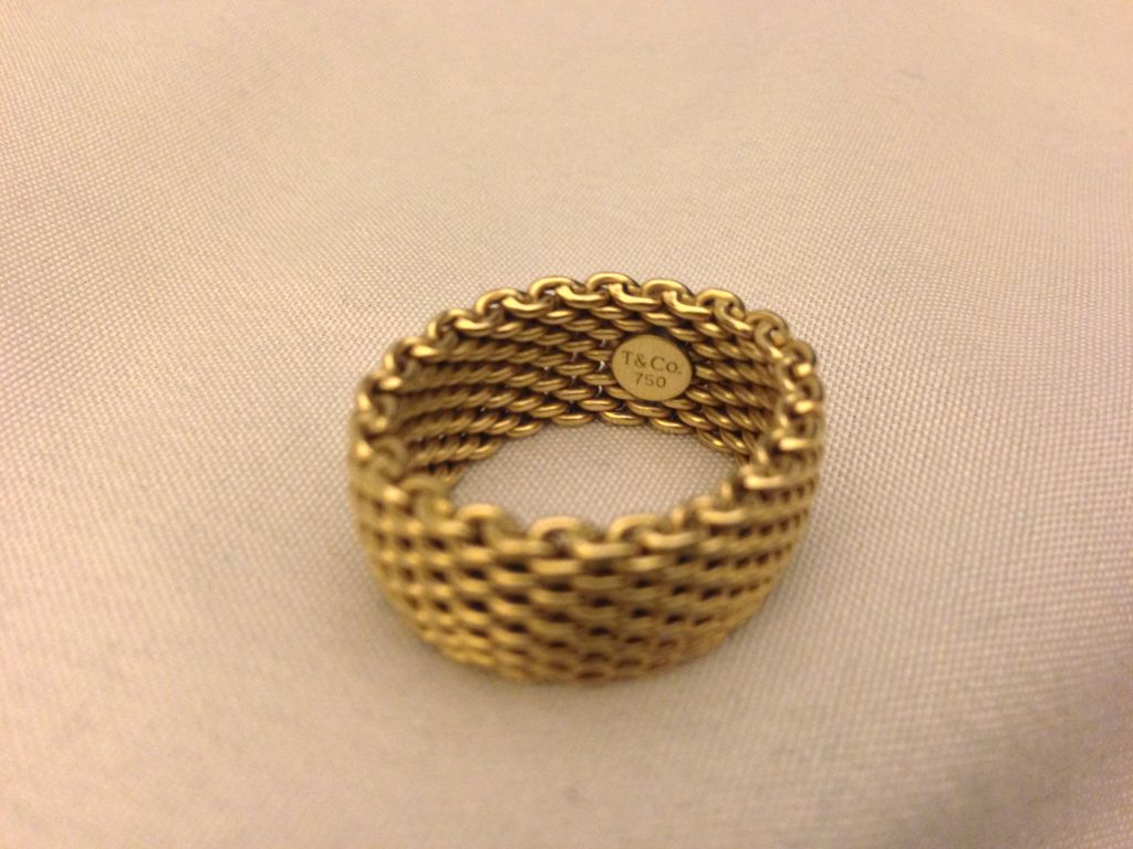 Vintage Tiffany & Co 18K Somerset Large Wide Mesh Ring Band Sz 9-9.25 Vintage Tiffany & Co 18K Somerset Large Wide Mesh Ring Band Sz 9-9.25