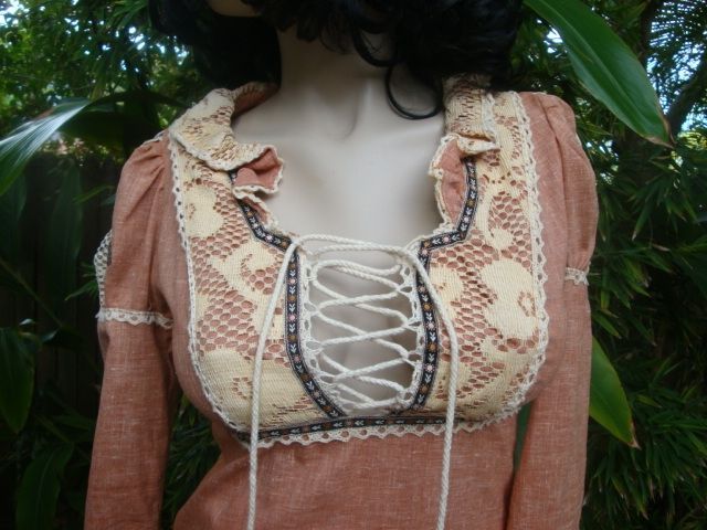Vintage Gunne sax dress Victorian Corset Prairie dress w Crochet Black Label