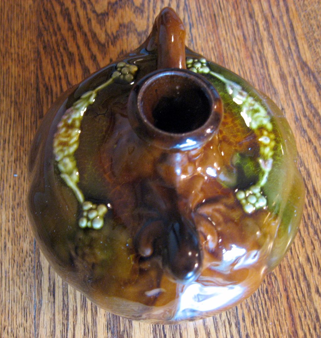 Peters and Reed Brown Glaze Sprig Ware Vase with Applied Floral Peters and Reed Brown Glaze Sprig Ware Vase with Applied Floral