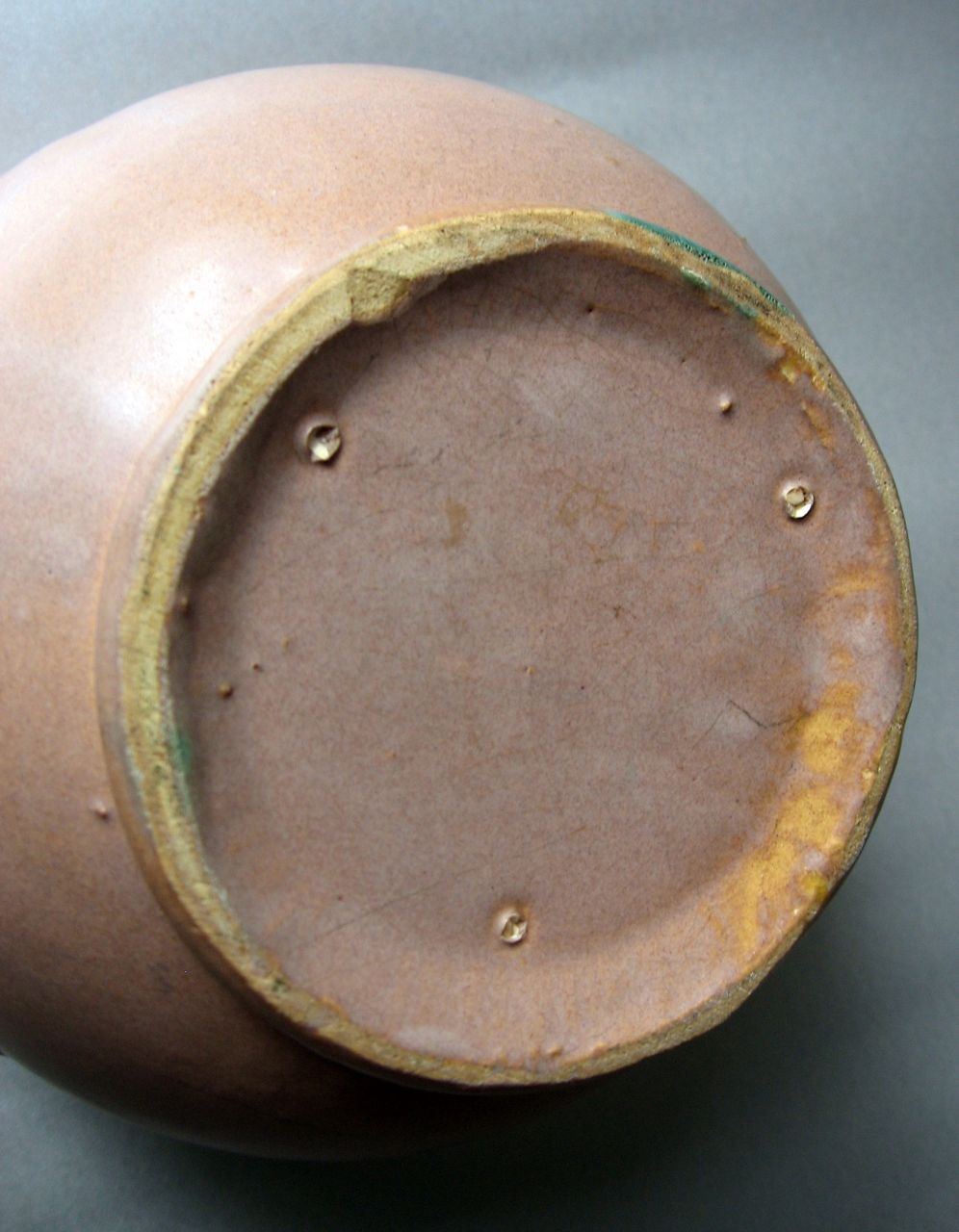 1920's Nelson McCoy Small Jardiniere in Matte Brown and Green Blended Glaze 1920's Nelson McCoy Small Jardiniere in Matte Brown and Green Blended Glaze