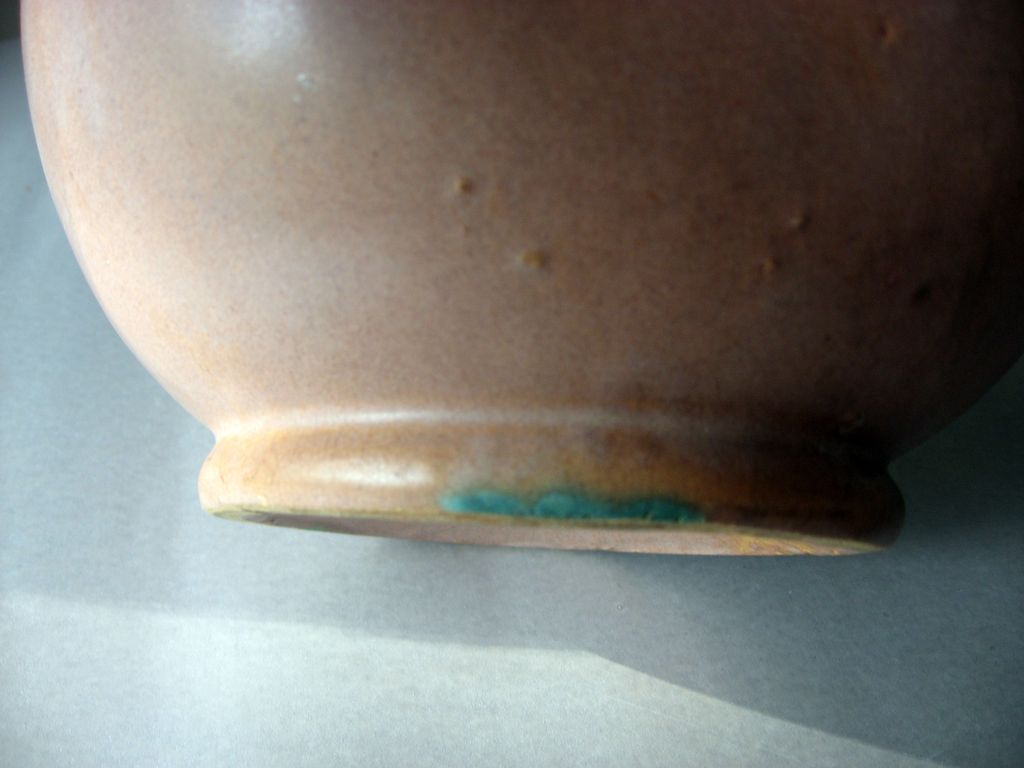 1920's Nelson McCoy Small Jardiniere in Matte Brown and Green Blended Glaze 1920's Nelson McCoy Small Jardiniere in Matte Brown and Green Blended Glaze