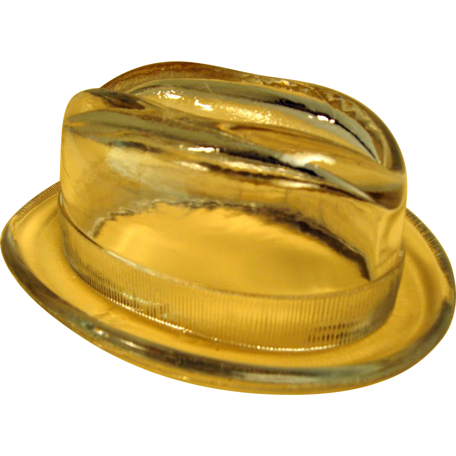 Vintage Clear Glass Fedora Hat Candy Container Vintage Clear Glass Fedora Hat Candy Container