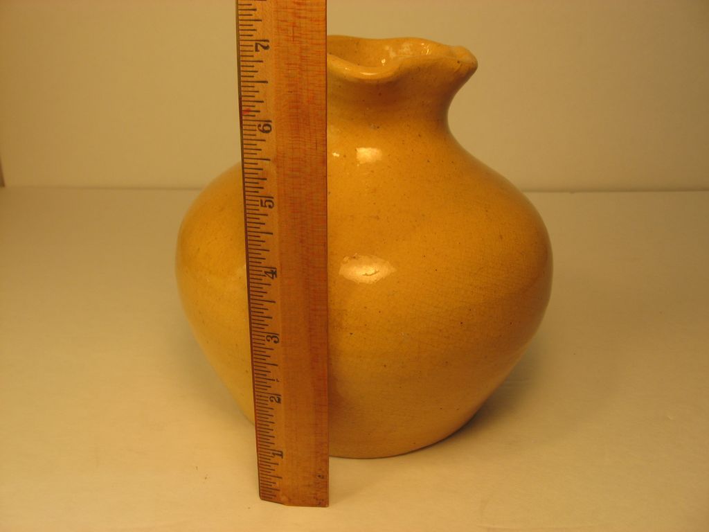 North Carolina Pottery: Auman Fluted Vase, in Yellow, 1920's North Carolina Pottery: Auman Fluted Vase, in Yellow, 1920's