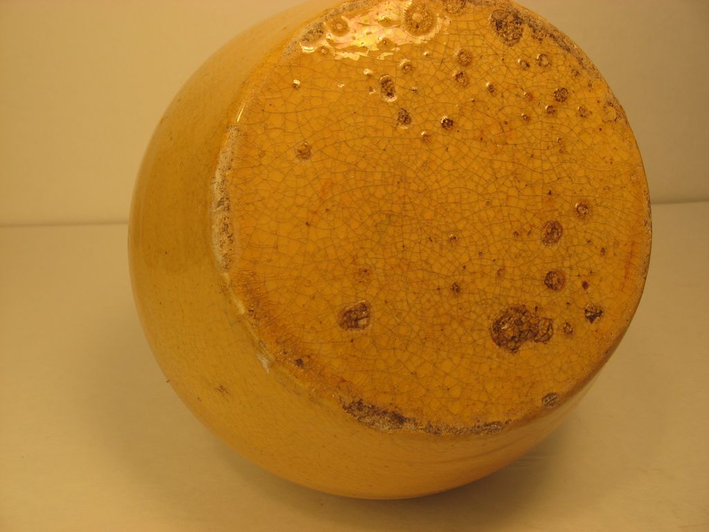 North Carolina Pottery: Auman Fluted Vase, in Yellow, 1920's North Carolina Pottery: Auman Fluted Vase, in Yellow, 1920's