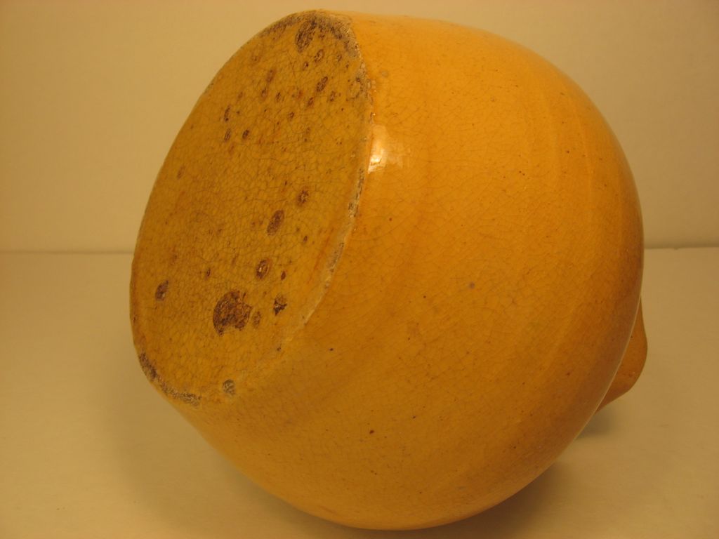 North Carolina Pottery: Auman Fluted Vase, in Yellow, 1920's North Carolina Pottery: Auman Fluted Vase, in Yellow, 1920's