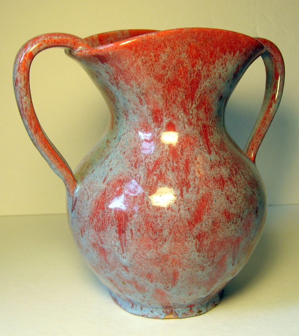 Seagrove Potter Waymon Cole, 1930's Two Handled Vase in Mottled Glaze Seagrove Potter Waymon Cole, 1930's Two Handled Vase in Mottled Glaze