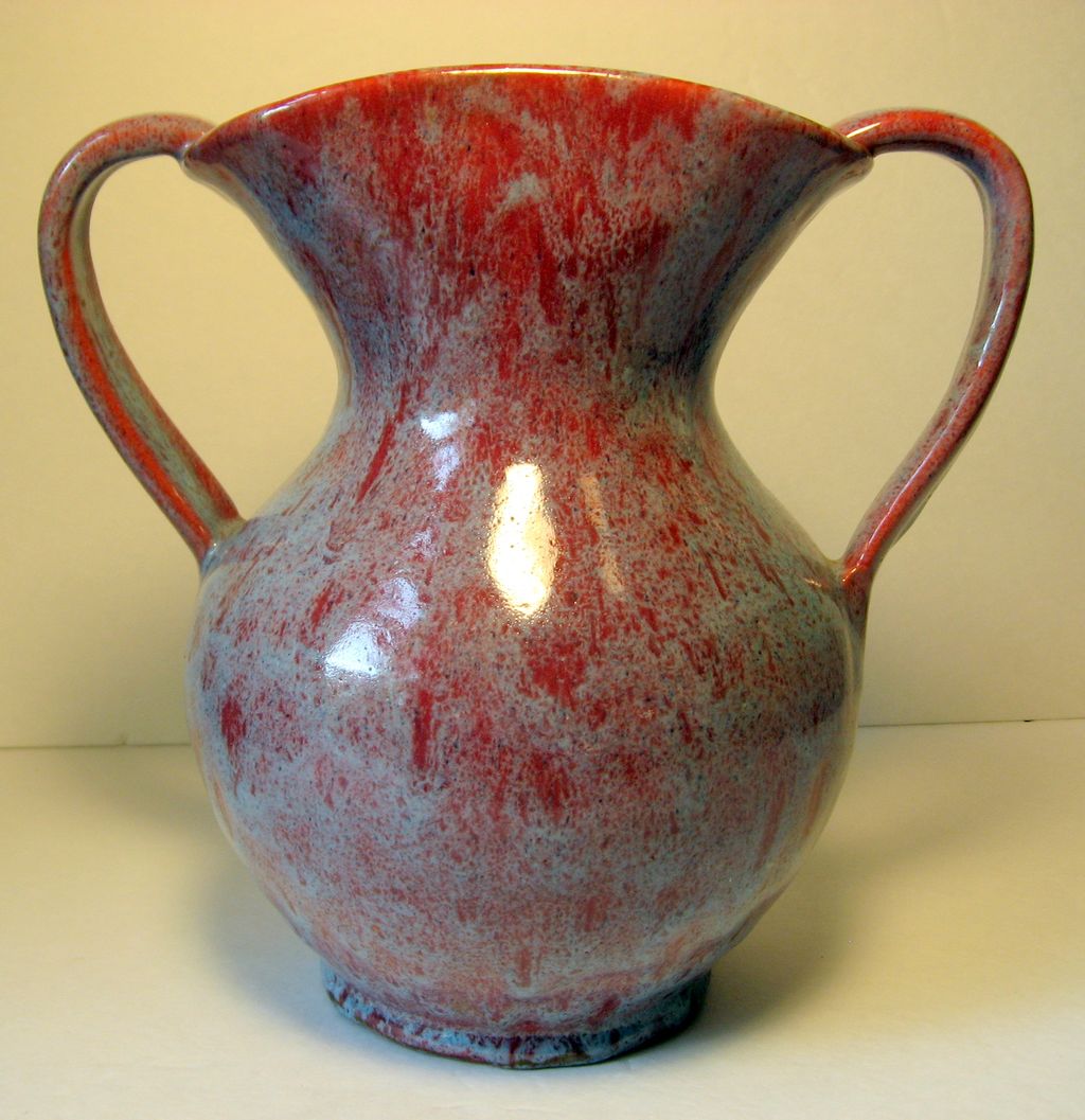 Seagrove Potter Waymon Cole, 1930's Two Handled Vase in Mottled Glaze Seagrove Potter Waymon Cole, 1930's Two Handled Vase in Mottled Glaze