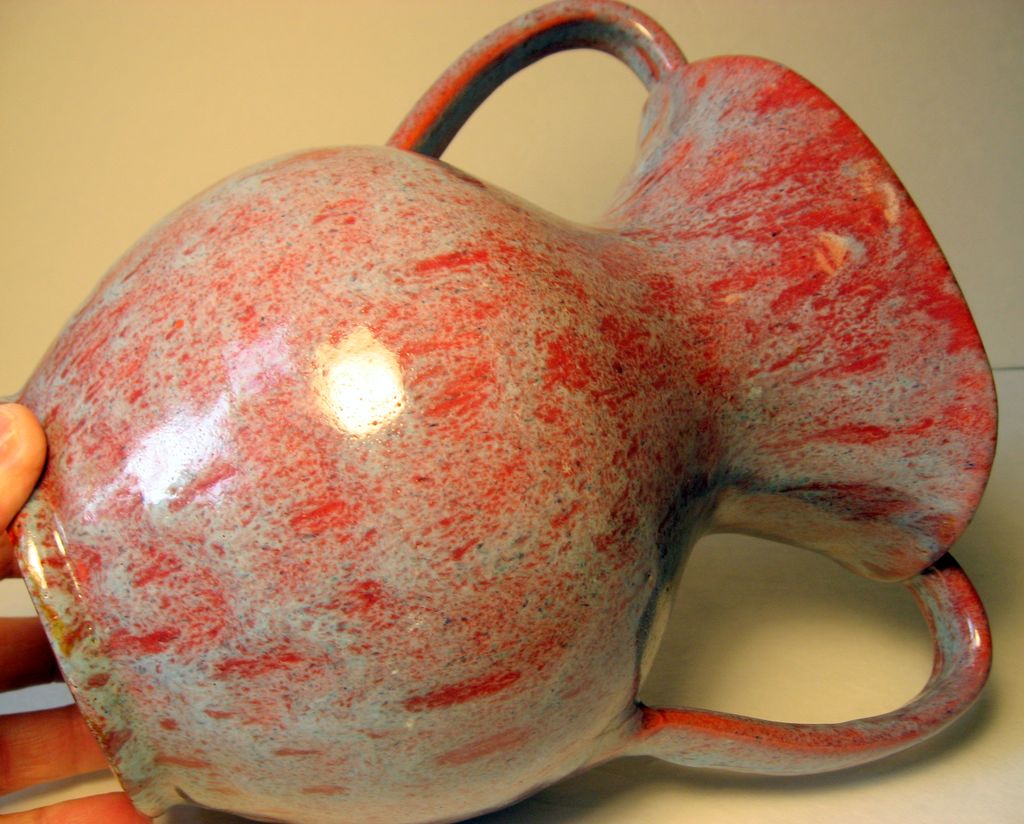 Seagrove Potter Waymon Cole, 1930's Two Handled Vase in Mottled Glaze Seagrove Potter Waymon Cole, 1930's Two Handled Vase in Mottled Glaze