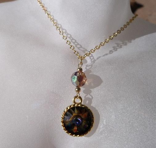 Swarovski Peacock Crystal and Smokey Topaz Pendant Swarovski Peacock Crystal and Smokey Topaz Pendant