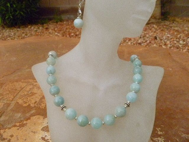 Natural Aquamarine with Sterling Silver Accents Necklace Set Natural Aquamarine with Sterling Silver Accents Necklace Set