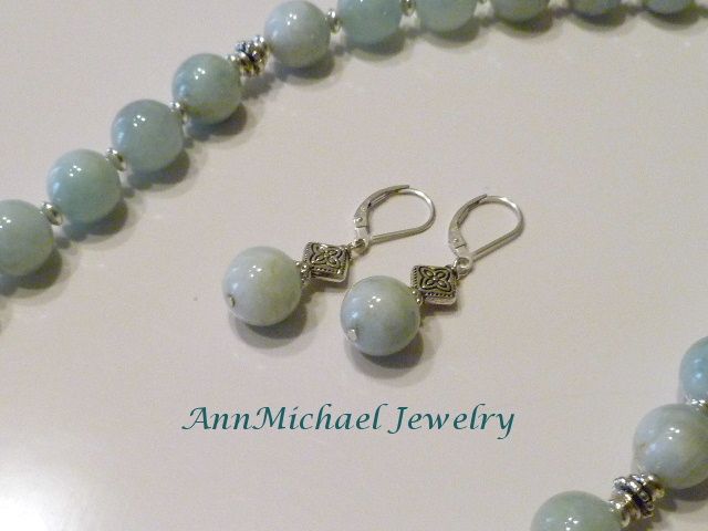 Natural Aquamarine with Sterling Silver Accents Necklace Set Natural Aquamarine with Sterling Silver Accents Necklace Set