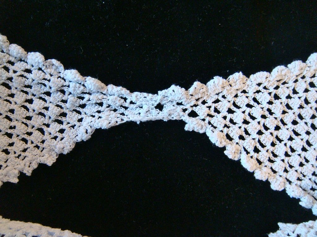 1900s Crochet yoke with lilac ribbon tie for corset cover or chemise 1900s Crochet yoke with lilac ribbon tie for corset cover or chemise