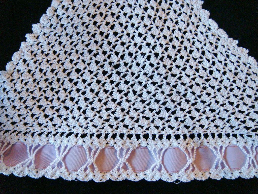 1900s Crochet yoke with lilac ribbon tie for corset cover or chemise 1900s Crochet yoke with lilac ribbon tie for corset cover or chemise