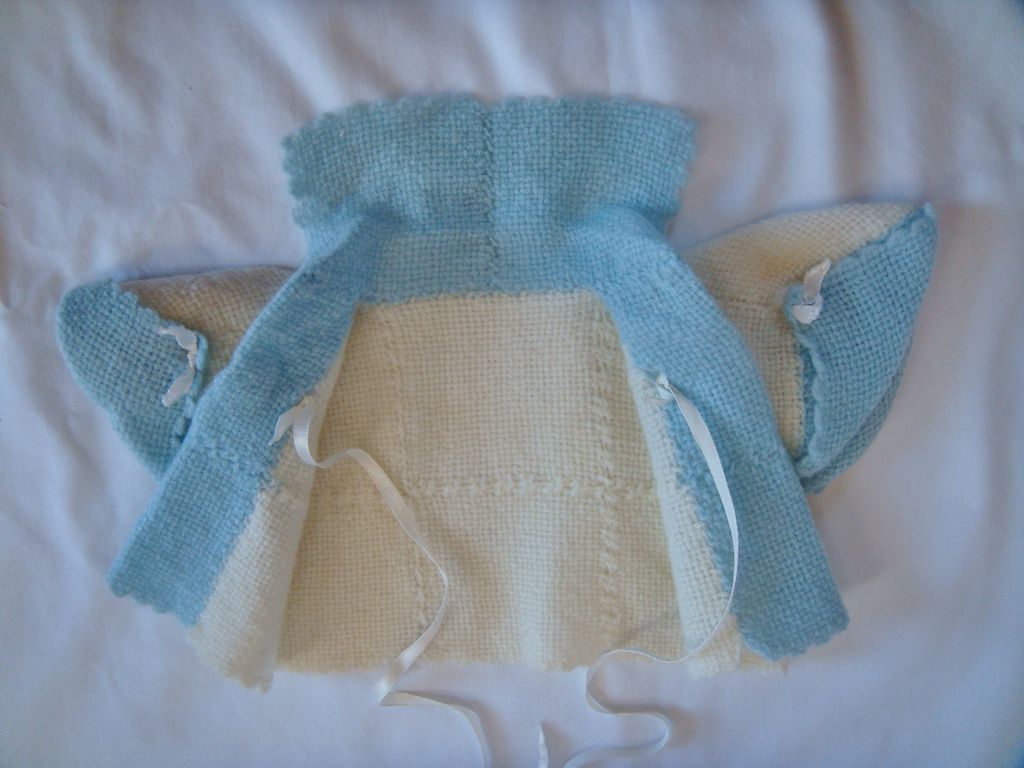 Baby Blue & Cream Wool Woven Doll Sweater or Jacket Baby Blue & Cream Wool Woven Doll Sweater or Jacket