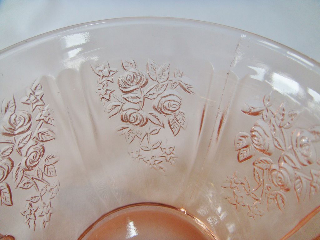Rose Glow Pink Sharon or Cabbage Rose 3 Depression Glass Saucers Rose Glow Pink Sharon or Cabbage Rose 3 Depression Glass Saucers