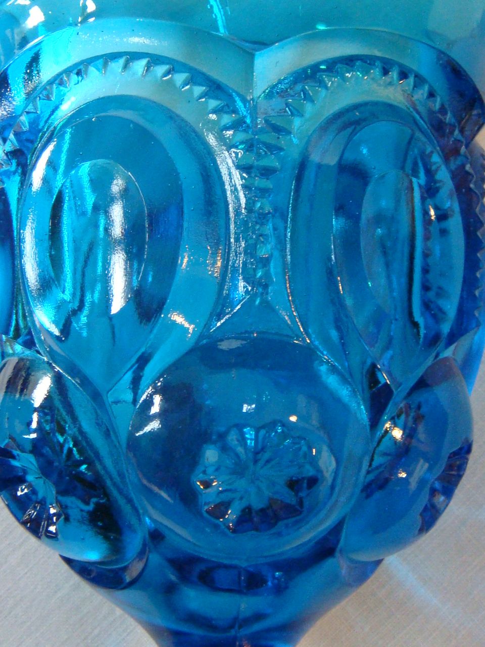 Turquoise Blue Moon & Stars Open Compote, LE Smith Turquoise Blue Moon & Stars Open Compote, LE Smith