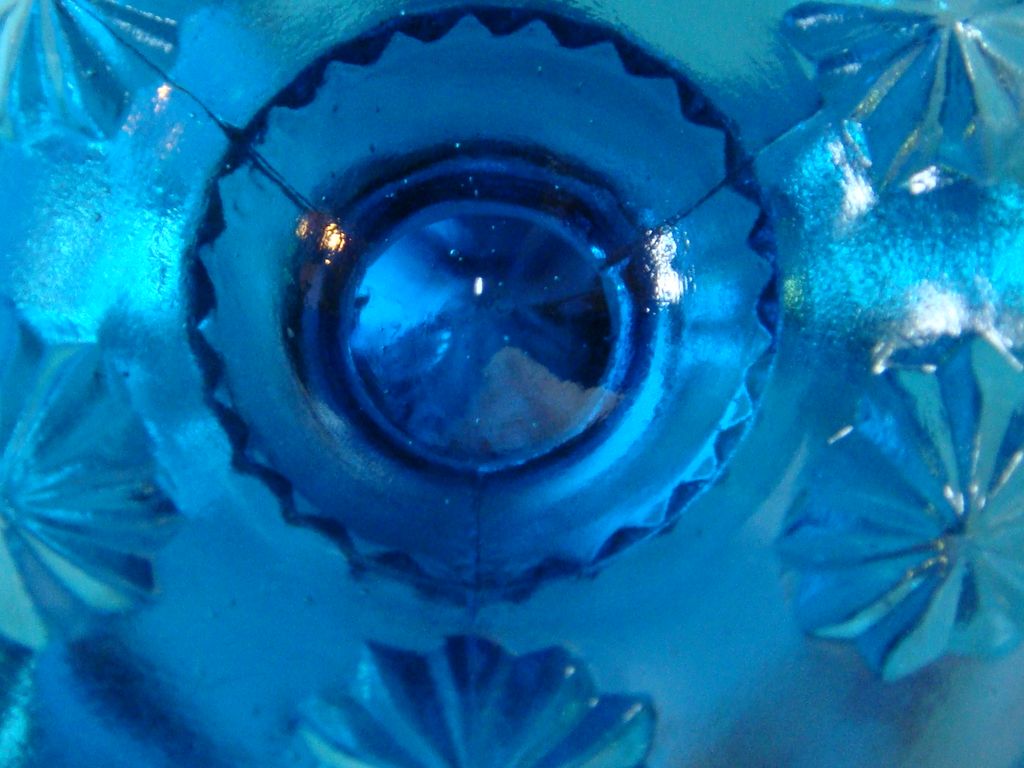 Turquoise Blue Moon & Stars Open Compote, LE Smith Turquoise Blue Moon & Stars Open Compote, LE Smith