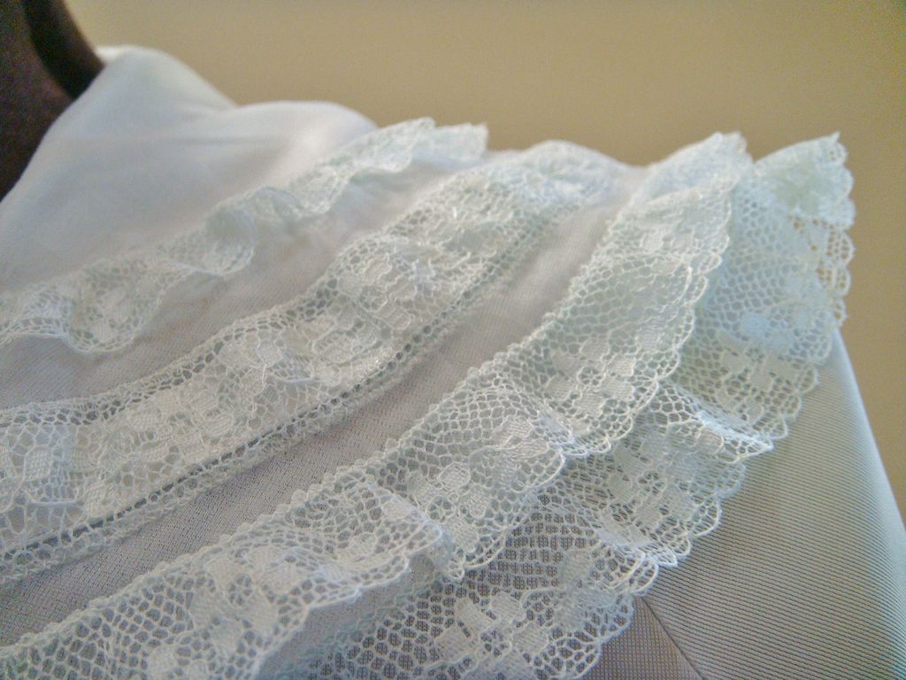 Light Blue Bed Jacket with Lace Accents, Med Light Blue Bed Jacket with Lace Accents, Med