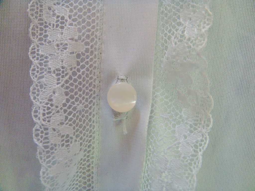 Light Blue Bed Jacket with Lace Accents, Med Light Blue Bed Jacket with Lace Accents, Med